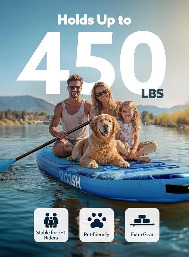 SLOOSH Inflatable Stand Up Paddle Board, 10'6" Paddle Boards with Premium Accessories, Non-Slip EVA Deck, Ultra-Light Carry Bag Pump, Ripple SUP for Youth & Adults of All Skill Levels