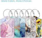 Fintie Luggage Tags, Privacy Cover ID Label with Stainless Steel Loop and Address Card for Travel Bag Suitcase - Glittering Marble (2 Piece)