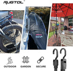 Bungee Cords with Hooks, 80 Inch Long Adjustable Flat Bungee Straps with Upgraded Quick Release Buckle, Rubber Black Easy Adjust Elastic Cords with Metal Hooks for Outdoor, Tarp, 6 Pack