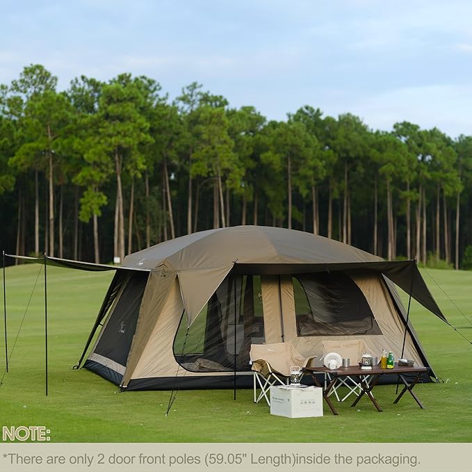 Vidalido 8-10 Person Camping Tent with 3 Door 2 Room Large Family Cabin Tents, Double Layer Waterproof Portable Glamping Tent, Big Tents for Outdoor Picnic Camping Hiking and Family Gathering