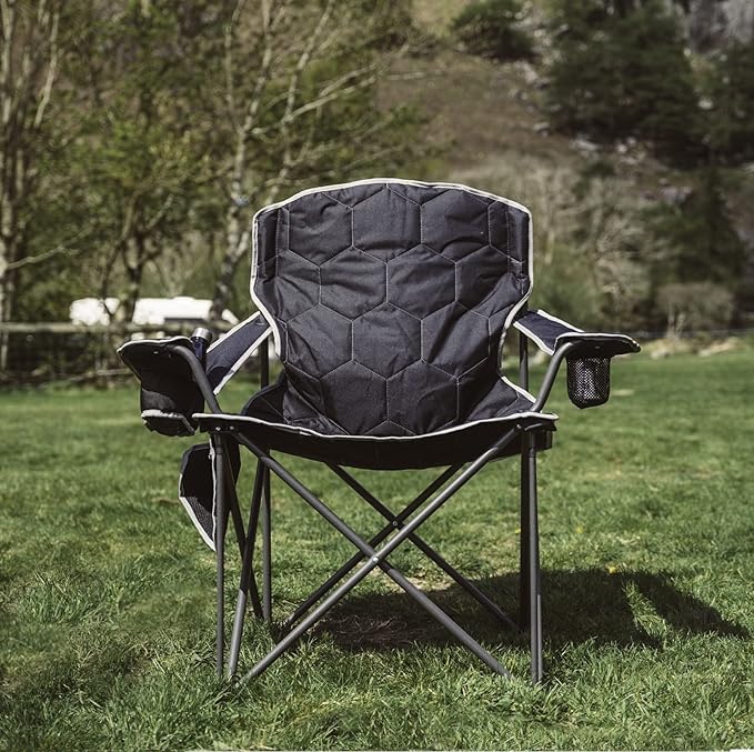 SUNNYFEEL Oversized Folding Camping Chair 500 LBS Heavy Duty Lawn Chairs with Black Portable Folding with Armrest, Cup Holder, Pocket ＆Bag for Outdoor Camping/Beach/Travel/Picnic/Fishing