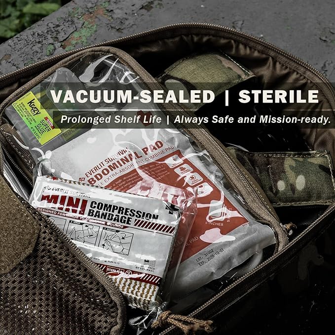 EVERLIT Mini 4 x 6 Inch Emergency Bandage Compression Trauma Pressure Wound Dressing Sterile Vacuum-Sealed for Bleeding Control, Gun Shot, Medical Kit, First Aid IFAK (5)