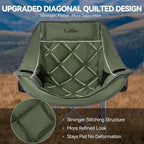 Oversized Camping Chair, Portable Folding Padded Camping Chairs with Cup Holder and Carry Bag, Heavy Duty Outdoor Camping Chairs for Adults, Up to 400Lb, for Fishing Sports (Green-2 Pack)