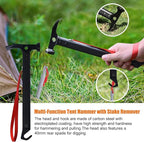 Eurmax USA Hiking Camping Tent Stakes and Hammer Set Lightweight Multi-Function Tent Hammer with Tent Stake Remover,Tent Pegs for Camping, Hiking, Backpacking, Gardening(Silver Stakes)
