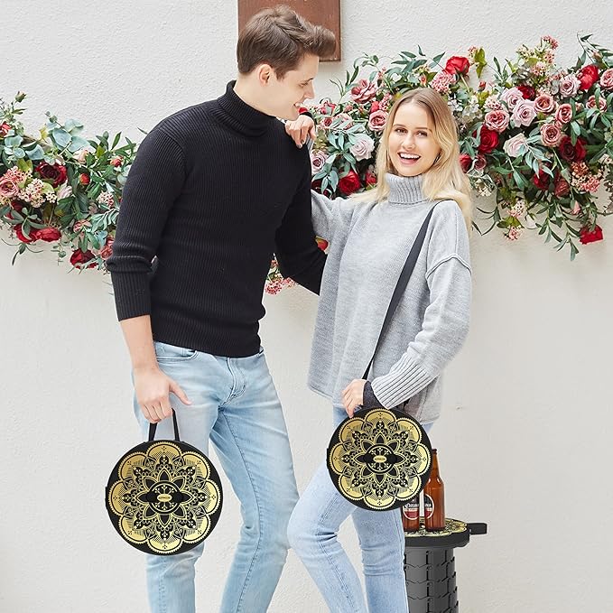 ALEVMOOM Upgraded Portable Collapsible Folding Stool Retractable Telescoping Stool for Adults Sturdy Capacity 440lbs Camping Chair for Outdoor Hiking Garden BBQ