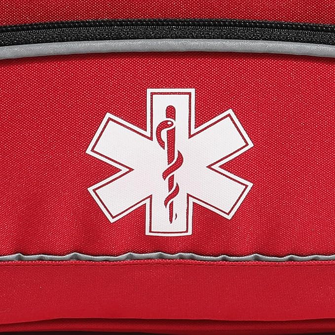 Empty Red First Responder Bag On Call Trauma Bag EMT First Aid Carrier for Paramedics and Emergency Medical Supplies Kit (Red)
