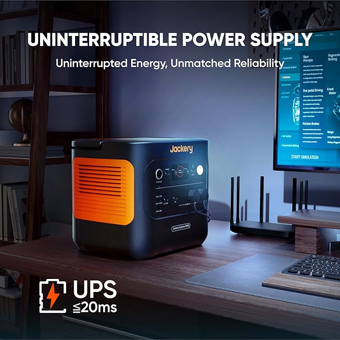 Jackery Explorer 2000 v2 Power Station and 2 * 100W Solar Panels, 2042Wh LiFePO4 Home Backup Battery, 2200W Solar Generator, USB-C PD 100W Fast Charging for Emergencies, Power Outages, Camping