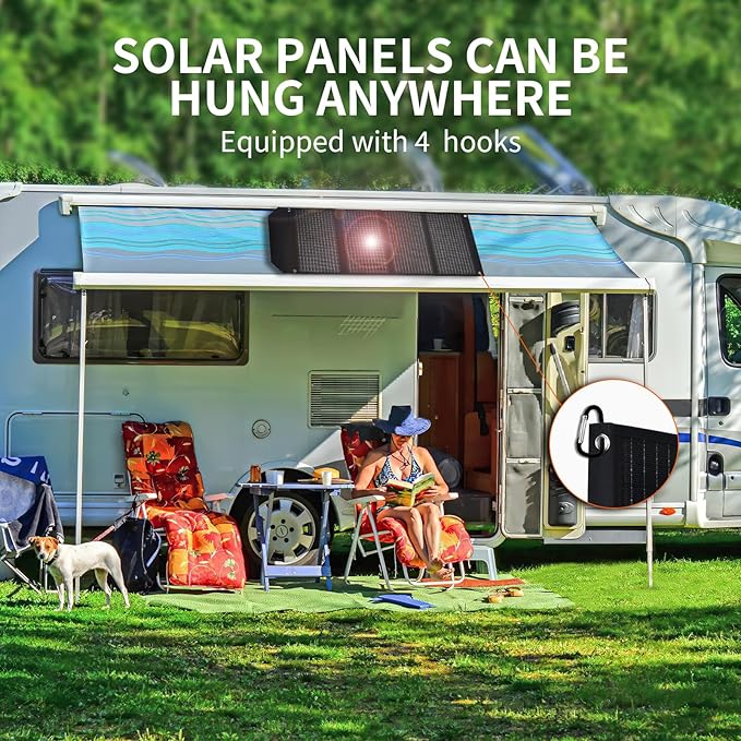 60W Portable Solar Panel,60 Watt Foldable Solar Panels Chargers with QC3.0 USB-A USB-C DC5521,IP67 Waterproof Power Emergency for Small Power Station Camping Hiking Outdoor Activities