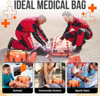 JJ CARE Trauma Bag (287 pcs), Fully Stocked EMT Medical Bag for Professionals, First Aid Emergency Medical Kit, First Responder Kit Essentials with Organizer Pouch