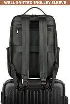 MASINTOR 15.6 inch PU Leather Laptop Backpack Purse for Women, Large College Casual Backpack Travel Bag Black