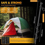 Hiboom Ground Anchor Screw Heavy Duty Earth Anchors Tent Stakes for High Wind with T Handle Hex Wrench Trampoline Hook Ground Stakes for Camping Canopies Car Ports Sheds
