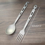 Titanium Fork Spoon Knife Set - Camping Tongs | Ultralight Backpacking Utensils, Travel Cutlery Set, Heat-Resistant & Rustproof, Hiking Survival Gear (Fork+ Spoon)