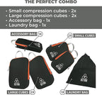 Beeyond Compression Packing Cubes Set - 6 Pieces for Travel and Luggage Organization, Includes Large & Small Cubes, Accessories Bag, and Laundry Bag