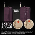 Briggs & Riley Essential 22" Carry On Expandable Spinner - Luggage for Travel, Suitcases with Wheels, Softside Rolling Bag for Men & Women, Self-Repairing Zipper - Baseline Collection, Plum