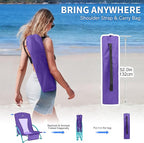 Low Beach Chairs 2 Pack,Folding Compact Low Seat Chairs for Adults w/Mesh Back & Storage Bag,Heavy Duty Chair for Outdoor Sand,Travel,Camping,Picnic,Purple