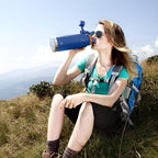 IDEUS Insulated Stainless Steel Water Bottle with 2 Leak-Proof Lids, Thermal Water Flask for Hiking Biking, 40oz, Bright Blue