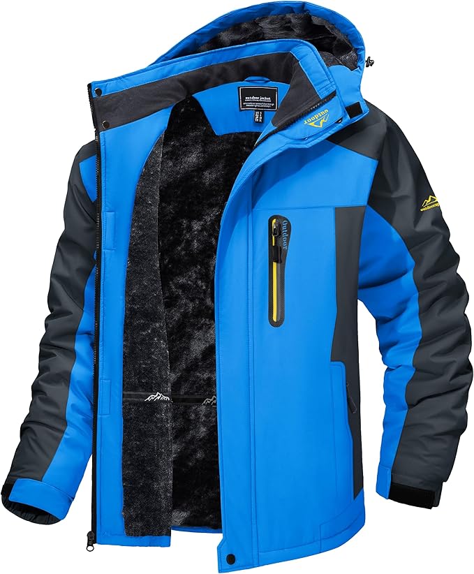 TACVASEN Men's Winter Ski Jacket Waterproof Snow Coats Snowboard Fleece Lining Jacket Warm Parka with Hooded