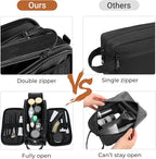 Elviros Toiletry Bag for Men, Large Travel Shaving Dopp Kit Water-resistant Bathroom Toiletries Organizer PU Leather Cosmetic Bags Fathers Day Gift(Medium, Black)