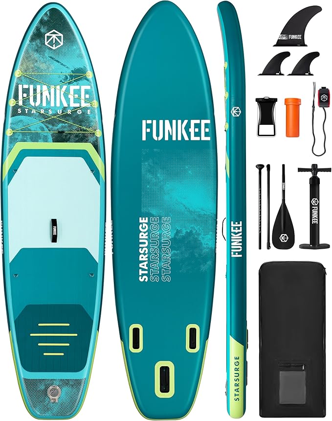 11’×34"×6" Extra Wide Inflatable Stand Up Paddle Board, Sup Board with Removable Fins, Backpack, Floating Paddle, Safety Leash, Floating Phone Case for Adults & Youth of All Skill Levels