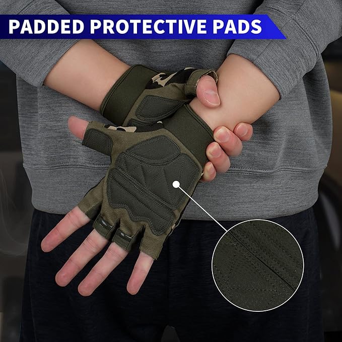 FIORETTO Fingerless Gloves for Airsoft Shooting Half Finger Hunting Hiking Cycling Driving Motorcycle Climbing Work Gloves M210603