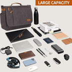 ESTARER Laptop Messenger Bag 17-17.3 Inch Water-resistant Canvas Shoulder Bag for Work College, Grey