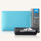 Travel Pillow Memory Foam Pillows, Camping Pillow-Compressible Medium Firm, Breathable Cover, Ideal Backpacking Hiking, Bed Pillows, Airplane and Car (Light Blue, S)
