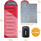 Camping Sleeping Bag, 32℉ Sleeping Bags for Adults Kids Teens Cold Weather Warm Sleeping Bag Winter for 3-4 Season Camping, Camping Gear Equipment, Traveling, and Outdoors