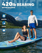 11’×34"×6" Extra Wide Inflatable Stand Up Paddle Board, Sup Board with Removable Fins, Backpack, Floating Paddle, Safety Leash, Floating Phone Case for Adults & Youth of All Skill Levels