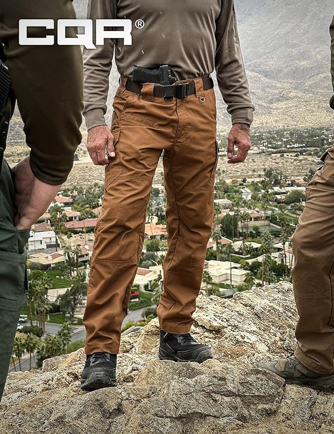 CQR Men's Tactical Pants, Water Resistant Ripstop Cargo Pants, Lightweight EDC Work Hiking Pants, Outdoor Apparel