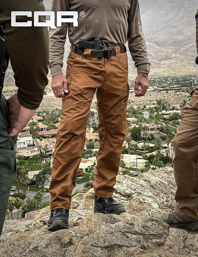 CQR Men's Tactical Pants, Water Resistant Ripstop Cargo Pants, Lightweight EDC Work Hiking Pants, Outdoor Apparel