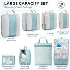 10 Set Compression Packing Cubes for Travel Essentials,Compressible Expandable Packing Cubes for Suitcase,OlarHike Luggage Organizer Bags for Travel,Handy Helper for Organizing Clothes(Blue Gray)