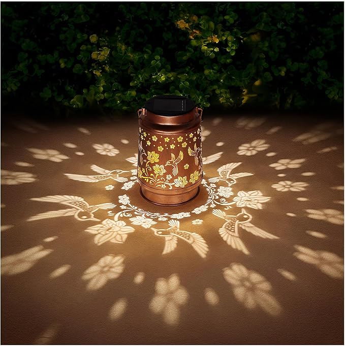 Solar Lanterns Outdoor Waterproof Hummingbird Garden Decor Birthday Gifts for Women Mom Grandma Hanging Solar Lights Metal Solar Decoration Outside for Yard,Patio,Backyard,Porch
