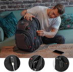 Swissdigital Design Men's Laptop Backpack for Man，Large Capacity Business Travel Backpack Black/Brown | J14-32