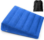 Inflatable Wedge Pillow, Portable Travel Wedge Pillow, Fast Inflation & Deflation Inflatable Wedge Pillows for Travel, Blow Up Sleeping Back Knee Bed (Blue)