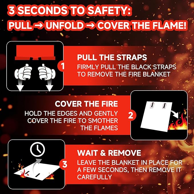 30 Packs Fire Blanket – 39.37x39.37 Inches, 1100℉ Heat Resistant, Emergency Fire Suppression Blanket for Kitchen, Home, Car, Camping – Easy to Use, Non-Toxic, Reusable, Compact & Lightweight