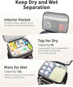 Double Deck Lunch Box for Women, Expandable Insulated Large Lunch Bag Women Leakproof Lightweight Lunch Cooler Bag Durable Lunchbox for Work Outdoor Travel, Black