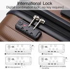 Hanke 29 Inch Expandable Checked Luggage Lightweight PC Hard Shell Luggage Suitcases with Wheels Tsa Luggage Rolling Large Suitcase Travel Luggage Bag for Study Abroad(Brown)