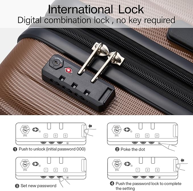 Hanke Expandable Hard Shell Luggage Sets 2 piece Carry on Luggage with Wheels Suitcases Lightweight Checked TSA Luggage Rolling Large Suitcase Travel Luggage Bag Woman Men 20/29 Inch(Brown)