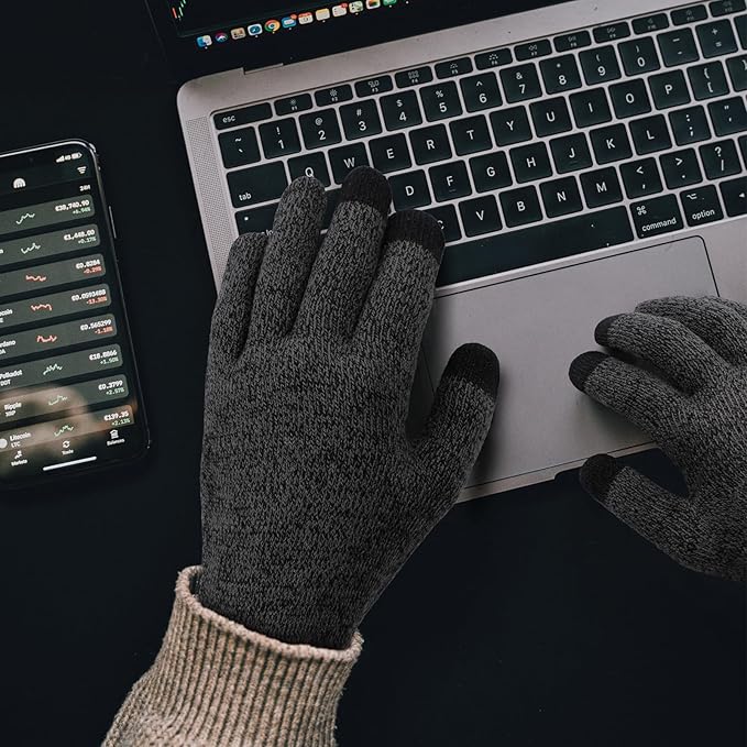 Achiou Winter Gloves, Glove for Men Women, Upgraded Touch Screen Texting Warm Running with Thermal Soft Knit Lining