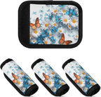 4Pcs Luggage Handle Wrap Suitcase Identifier Handle Covers Tags Soft Travel Bags Luggage Handle Gripper Accessories for Airplane Flying White Daisy and Butterflies