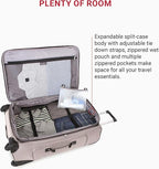 SWISSGEAR Sion Softside Expandable Spinner Luggage Durable Lightweight Travel Suitcase, Pewter, Checked-Large 29-Inch