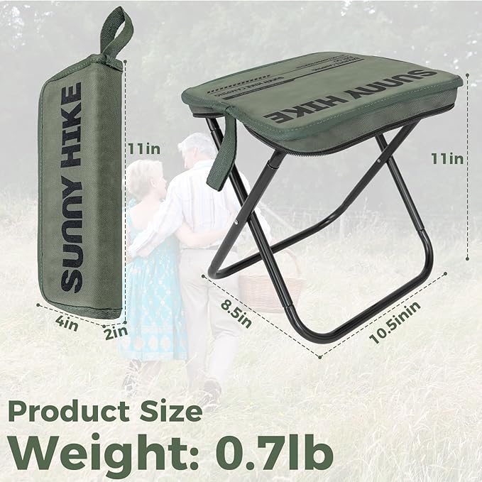 Folding Camping Stools for Adults Portable, Collapsible Stool with Carry Bag, Outdoor Chairs for Travel Walking Hiking Fishing Picnic Barbecue(Green)