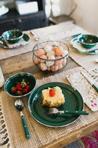 GSI Outdoors Pioneer Enamel 12 Pieces (4-Person) Dish Set I Enamelware Dishes Including Plates, Bowls and Mugs for Camping, Outdoors, RV, Camp, Green