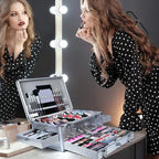Pure Vie All-in-One Holiday Gift Makeup Set Cosmetic Essential Starter Bundle Include Eyeshadow Palette Lipstick Concealer Blush Mascara Eyeliner Face Powder Lipgloss Brush - Makeup Full Kit for Women