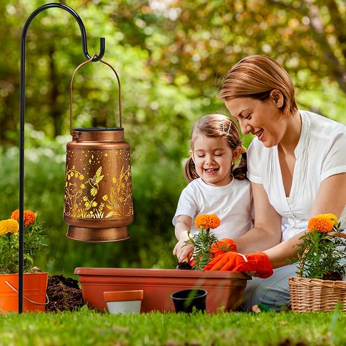 Cats Hummingbird Solar Lanterns Outdoor Waterproof Garden Decor Mothers Day Gifts for Mom Women Birthday Gifts Ideas Metal Bird Decorative LED for Patio Landscape Walkway Terrace Balcony Lawn Yard