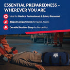 First Responder Trauma First Aid Kit Bag – Fully Stocked Emergency Medical Kit for Workplace, Vehicle & Home – OSHA & ANSI Compliant – Portable – Blue