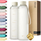 KIVY Slim Water Bottle 32oz [Lightweight & Shatterproof] Fits Cupholder & Backpack - Dishwasher safe water bottle no straw - Cute aesthetic water bottles screw top - Bpa free, Gold, White water bottle