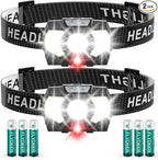 Lsnisni LED Headlamp 2 Pack,1500 Lumen Bright Head Lamp with 7 Modes,Lightweight and Adjustable Headlight for Head,IPX5 Waterproof Head Light for Adults Camping Outdoor, 6AAA Batteries Included
