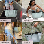 POPUPS Large Neoprene Tote Bag for Women – Stylish Work, Beach, Travel Bag with Pockets, Rope Handles with Zipper Pouch