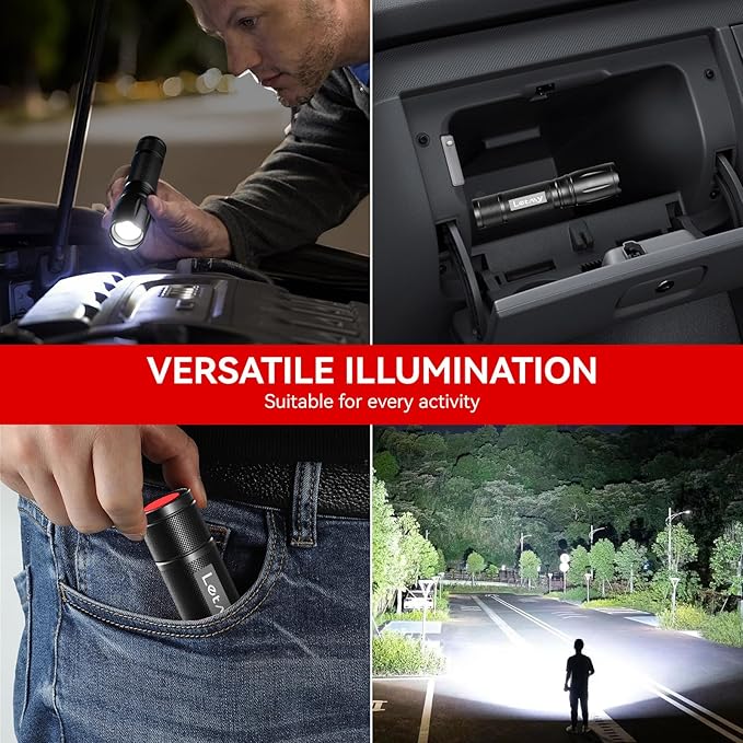 LETMY Tactical Flashlight S2000-2 Pack Bright Military Grade LED Flashlights High Lumens - Portable Handheld Flash Light, 5 Modes Zoomable Waterproof Flashlights for Home Emergency Camping Outdoor